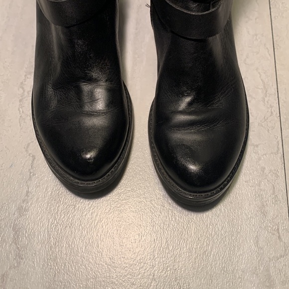 Kenneth Cole Reaction Black Leather Slip On Buckle Detail Side Zipper Tall Boots - Picture 8 of 12